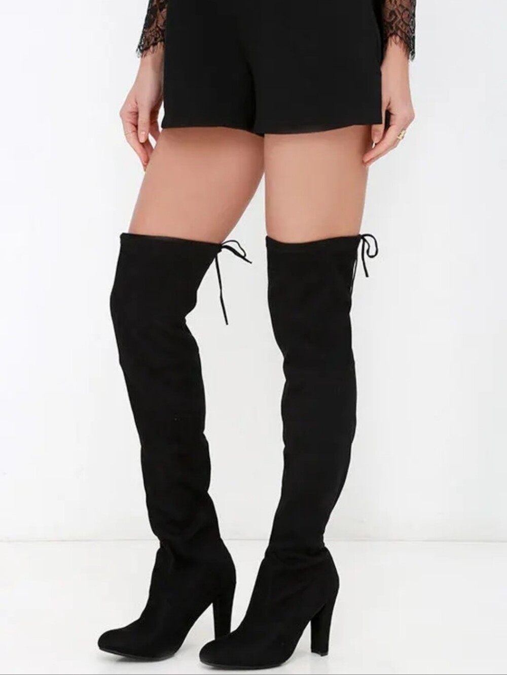 Steve Madden Gorgeous Black Heeled Over The Knee Boots 6.5